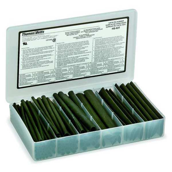 Shrink Tubing, 0.187in ID, Black, 6in, PK20