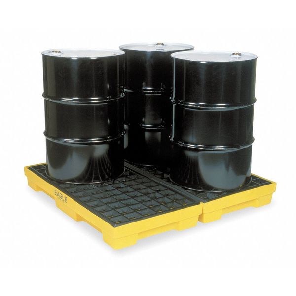 Drum Spill Containment Pallet, 60 gal Spill Capacity, 4 Drum, 10,000 lb., Polyethylene