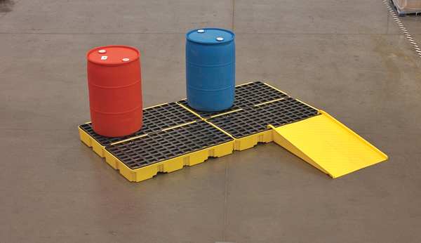 Drum Spill Containment Pallet, for (2) Drums, 30 Gallon Spill Capacity, 5000 lb Load Capacity