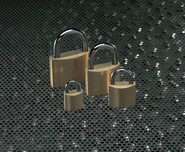 Padlock, Keyed Different, Standard Shackle, Rectangular Brass Body, Steel Shackle, 3/8 in W