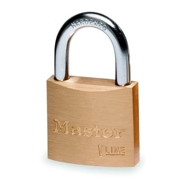 Padlock, Keyed Alike, Standard Shackle, Rectangular Brass Body, Steel Shackle, 3/8 in W