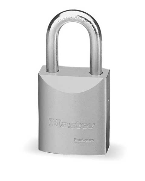Padlock, Keyed Alike, Standard Shackle, Rectangular Hardened Steel Body, Boron Shackle, 29/32 in W