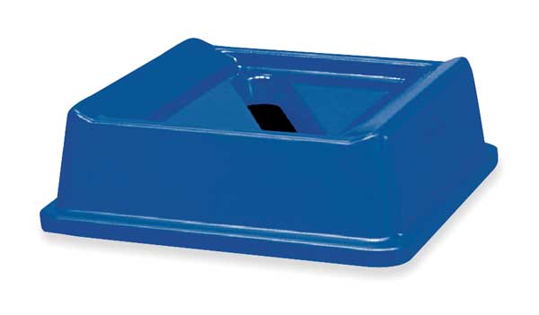 35 gal Square Recycling Bin, Open Top, Nickel/Satin Alum, Plastic, 1 Openings