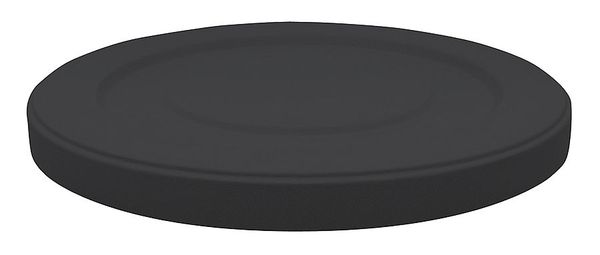 35 gal, 40 gal, 45 gal, 50 gal, 55 gal Flat Trash Can Top, 25 1/4 in W/Dia, Black, Plastic