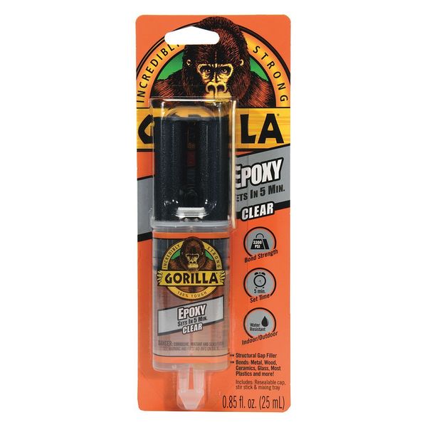 Epoxy Adhesive, Clear, 1:01 Mix Ratio, 15 hr Functional Cure, Syringe