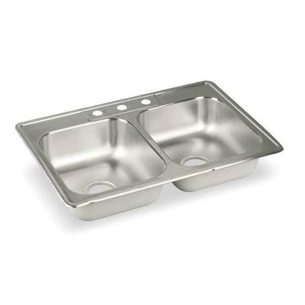 Drop-In Sink, Drop-In Mount, 3 Hole, Lustrous Highlighted Satin Finish
