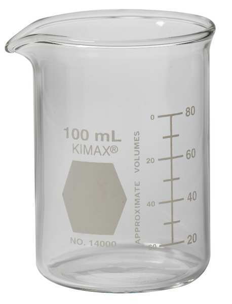Beaker, 100mL, Glass, 70mm H., PK48