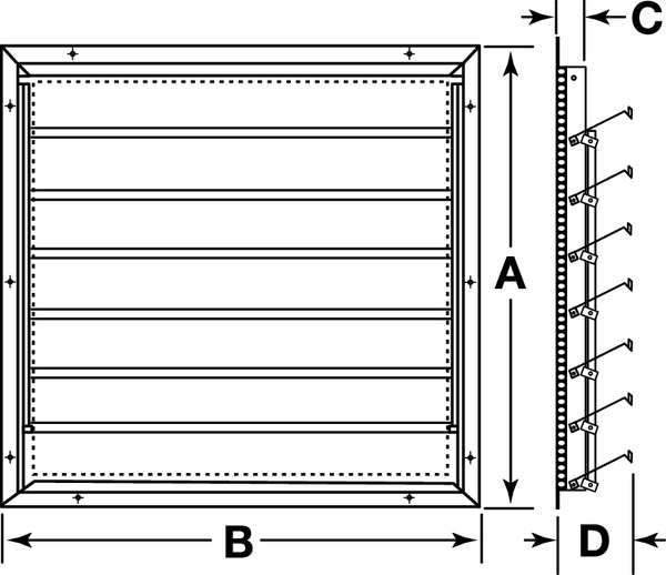 24 in Backdraft Damper / Intake Shutter, 25 in x 25 in