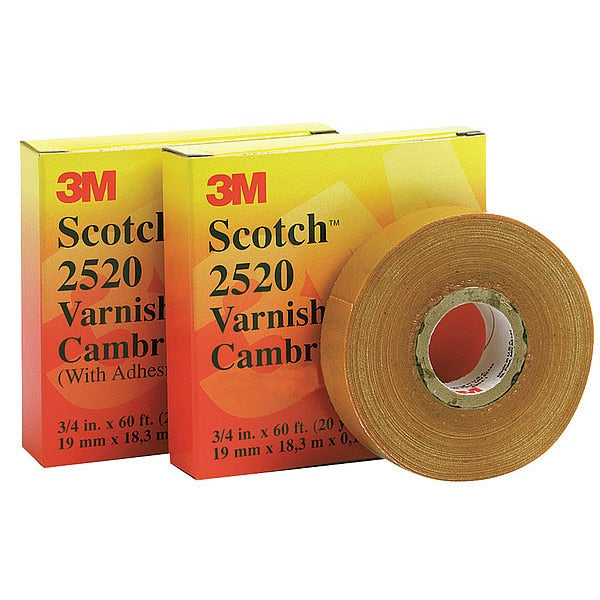 Varnished Cotton Cambric Electrical Tape 2520, Scotch, 3/4 in W x 108 ft L, 8 mil, Yellow, 1 Pack