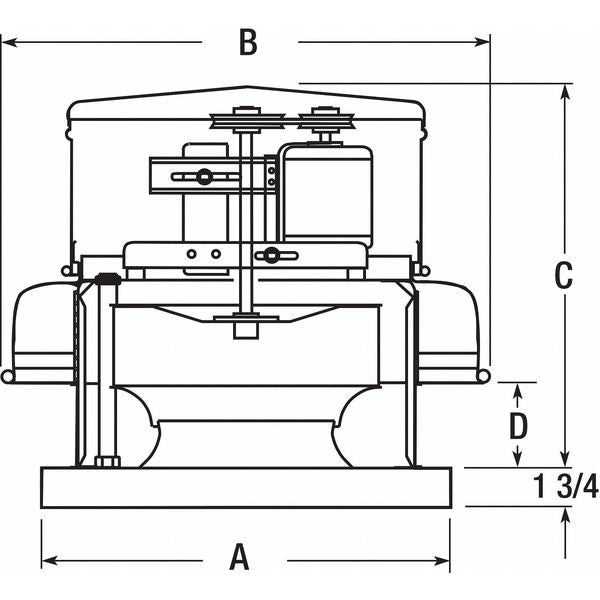 Exhaust Ventilator, 1 hp, 36 in Blade Dia., 230V AC/460V AC, Belt Drive