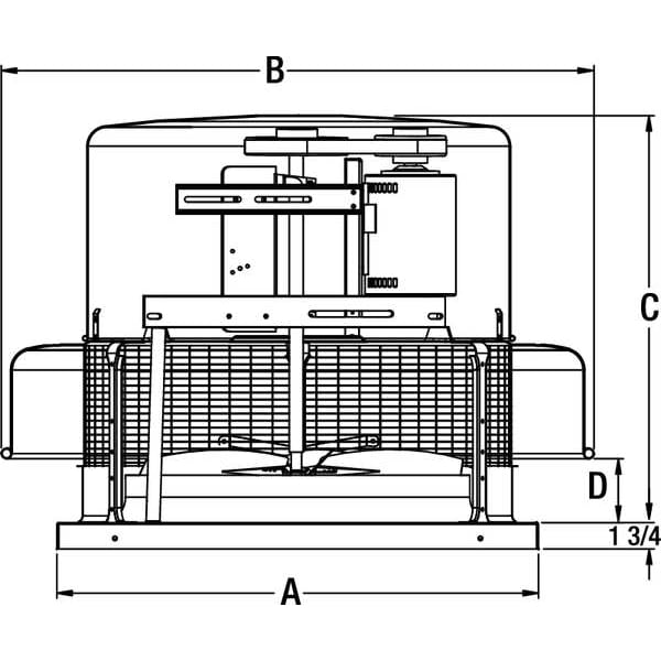 Exhaust Ventilator, 3/4 hp, 36 in Blade Dia., 115V AC/230V AC, Belt Drive