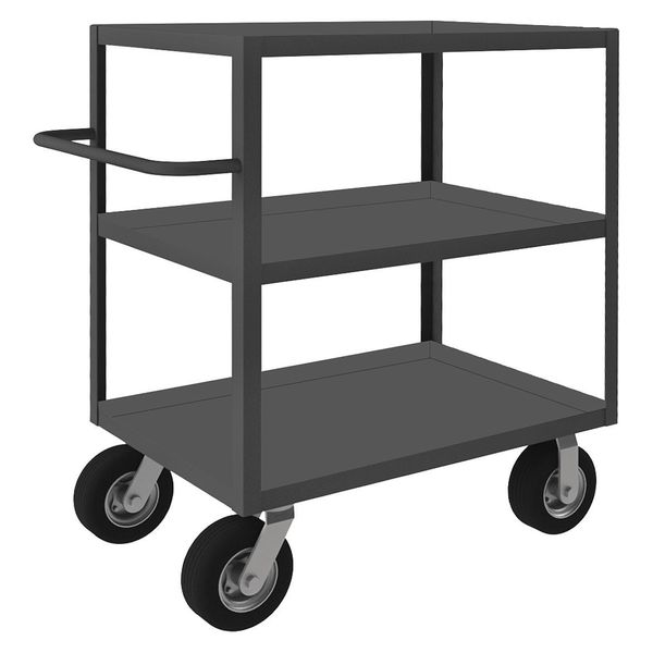 Steel Instrument Cart with Lipped Metal Shelves, Flat, 3 Shelves, 1,200 lb