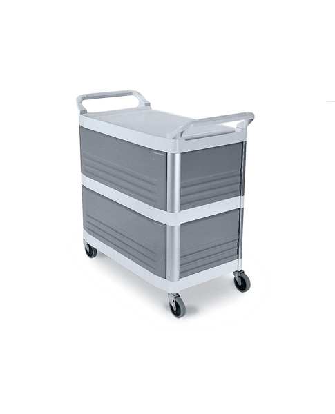 Plastic Enclosed Service Cart, 3 Shelves, 300 lb