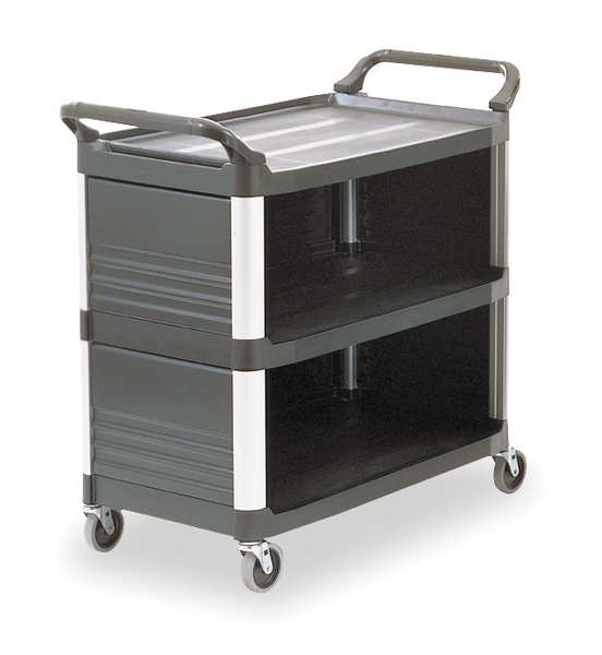 Plastic Enclosed Service Cart, 3 Shelves, 300 lb