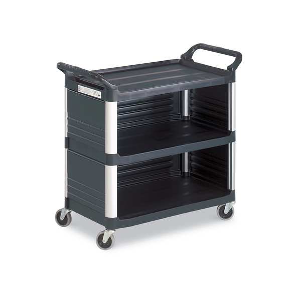 Plastic Enclosed Service Cart, 3 Shelves, 300 lb