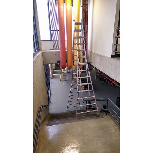 Telescoping Step Ladder, Aluminum, 300 lb Load Capacity