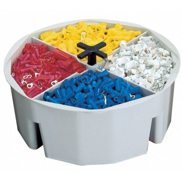 Full Round Bucket Tray, Plastic, White, 2-1/2
