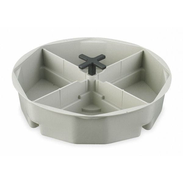Full Round Bucket Tray, Plastic, White, 2-1/2