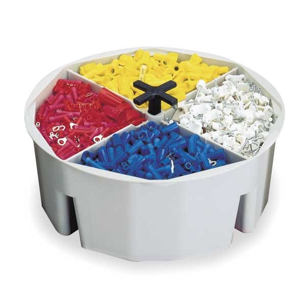 Full Round Bucket Tray, Plastic, White, 2-1/2