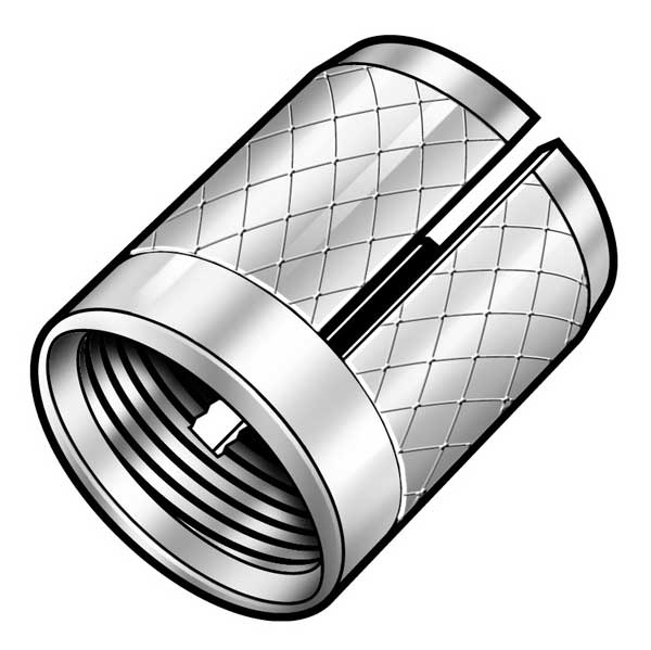 Press Insert, #2-56 Int Thrd Sz, 5/32 in L, 9/64 in Dia., 18-8 Stainless Steel, Plain, 25 PK