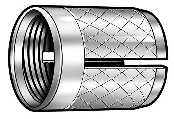 Press Insert, #8-32 Int Thrd Sz, 5/16 in L, 15/64 in Dia., 18-8 Stainless Steel, Plain, 10 PK