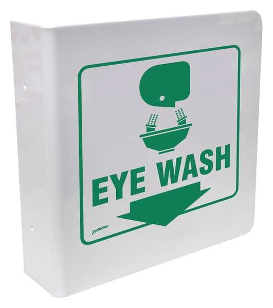 Eye Wash Sign, 12 in Height, 9 in Width, Plastic, Rectangle, English
