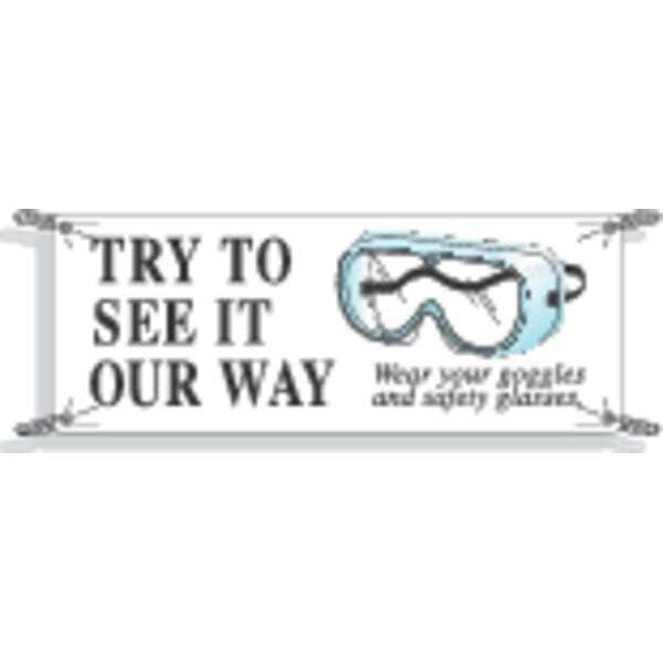 Safety Banner, 42 x 120In, Vinyl, ENG