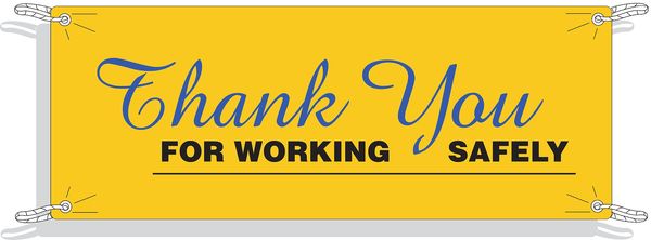 Safety Banner, 42 x 120In, Vinyl, Text, ENG