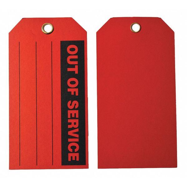 Out Of Svce Tag, 3 x 5-3/4 In, Bk/R, PK100
