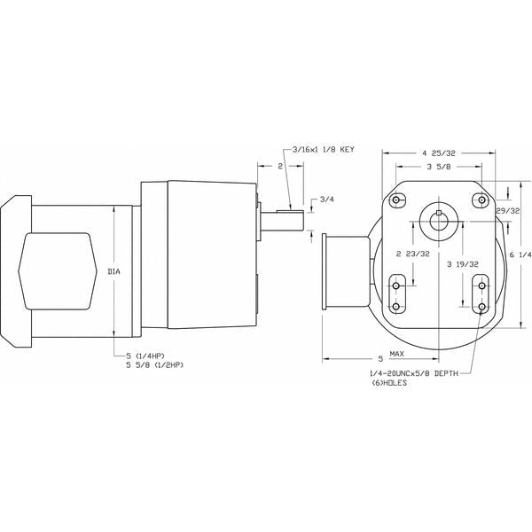 AC Gearmotor, 717.0 in-lb Max. Torque, 19 RPM Nameplate RPM, 230V AC Voltage, 3 Phase