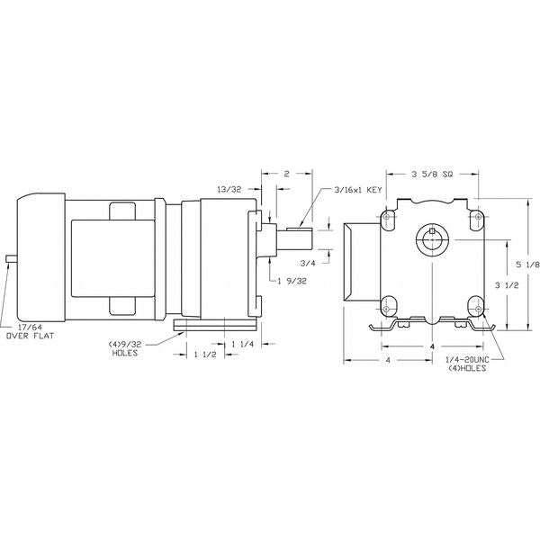 AC Gearmotor, 165.0 in-lb Max. Torque, 90 RPM Nameplate RPM, 230V AC Voltage, 3 Phase