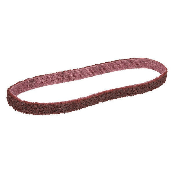 Sanding Belt, 1/2 in W, 18 in L, Non-Woven, Aluminum Oxide, Medium, SC-BS, Maroon