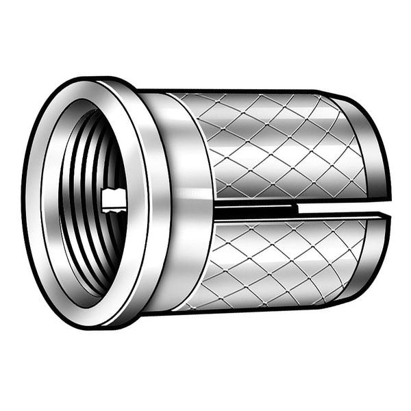 Press Insert, #4-40 Int Thrd Sz, 3/16 in L, 11/64 in Dia., 18-8 Stainless Steel, Plain, 10 PK