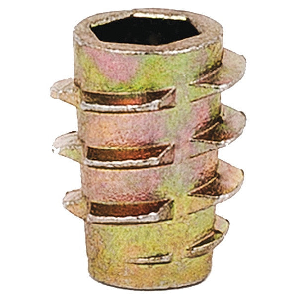 Hex Drive Threaded Insert, #10-32 Int Thrd Sz, 33/64 in L, 27/64 in Dia., Zinc Alloy, Plain, 50 PK