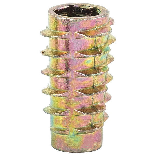 Hex Drive Threaded Insert, M6-1.00 Int Thrd Sz, 25/32 in L, 11.5 mm Dia., Zinc Alloy, Plain, 50 PK