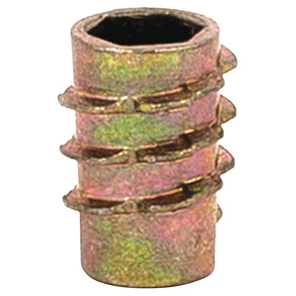 Hex Drive Threaded Insert, #8-32 Int Thrd Sz, 25/64 in L, 17/64 in Dia., Zinc Alloy, Plain, 100 PK
