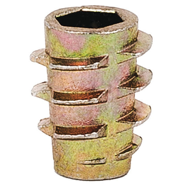 Hex Drive Threaded Insert, #10-24 Int Thrd Sz, 33/64 in L, 27/64 in Dia., Zinc Alloy, Plain, 50 PK