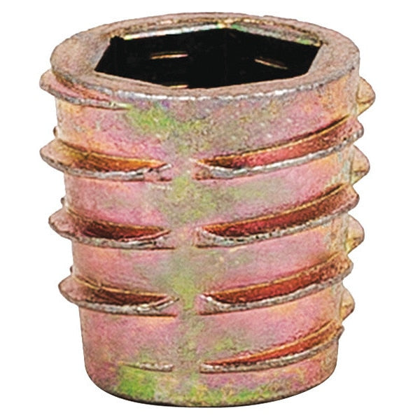 Hex Drive Threaded Insert, M8-1.25 Int Thrd Sz, 33/64 in L, 14.3 mm Dia., Zinc Alloy, Plain, 25 PK