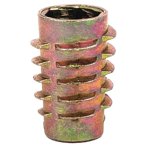 Hex Drive Threaded Insert, M8-1.25 Int Thrd Sz, 25/32 in L, 14.3 mm Dia., Zinc Alloy, Plain, 25 PK