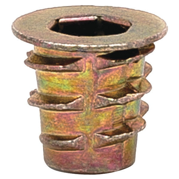 Hex Drive Threaded Insert, #10-24 Int Thrd Sz, 7/16 in L, 7/16 in Dia., Zinc Alloy, Plain, 50 PK