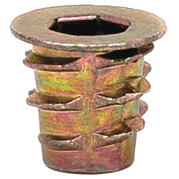 Hex Drive Threaded Insert, #10-32 Int Thrd Sz, 7/16 in L, 7/16 in Dia., Zinc Alloy, Plain, 50 PK