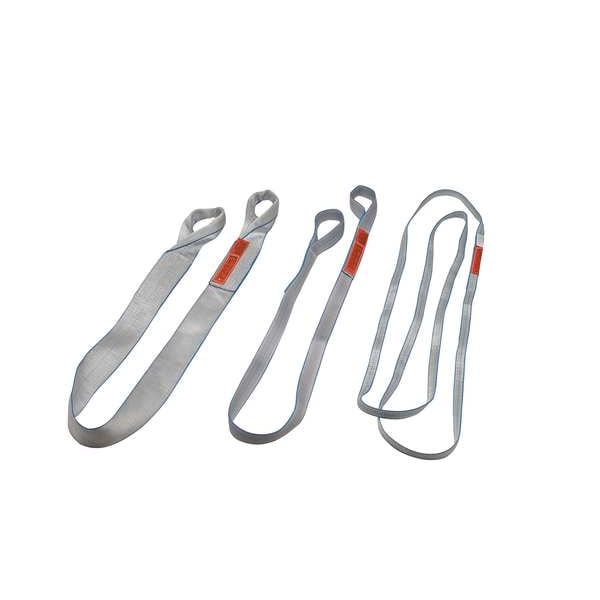 Web Sling, Flat Eye and Eye, 8 ft L, 4 in W, Tuff-Edge Polyester, Silver