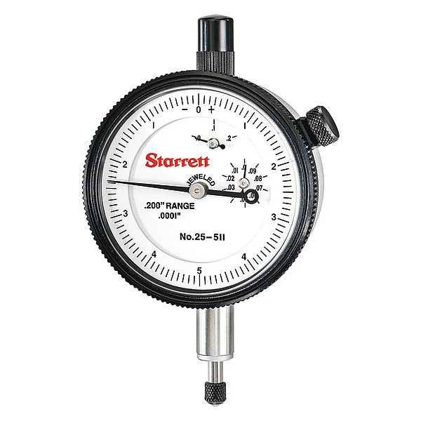 Dial Indicator, 0 to 0.200 In, 0-5-0