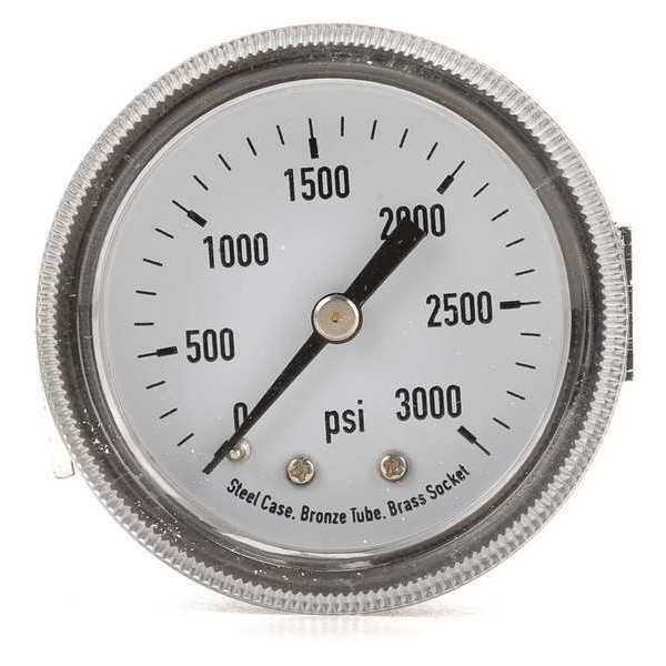 Pressure Gauge, 0 to 3000 psi, 1/8 in MNPT, Steel, Black