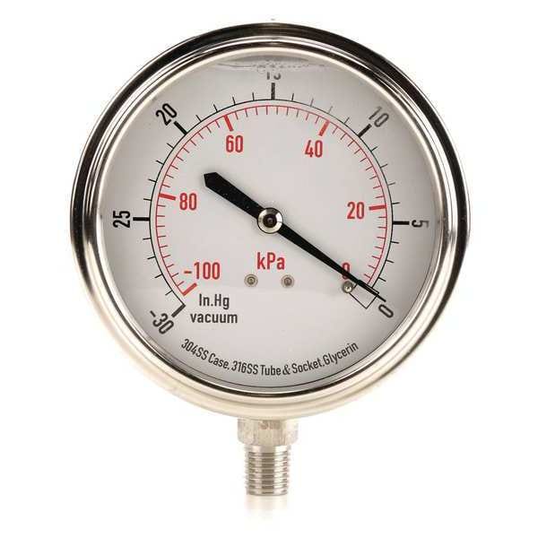 Vacuum Gauge, Liquid Filled, 3-1/2 In