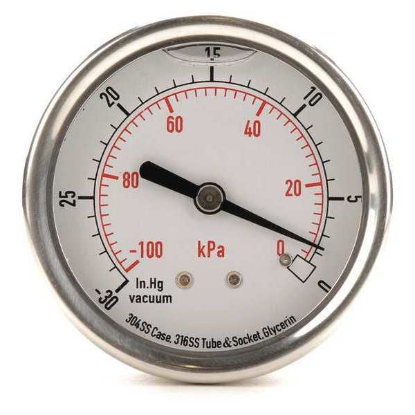 Vacuum Gauge, Liquid Filled, 2-1/2 In