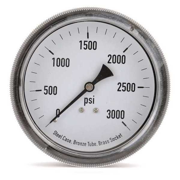 Pressure Gauge, 0 to 3000 psi, 1/4 in MNPT, Steel, Black