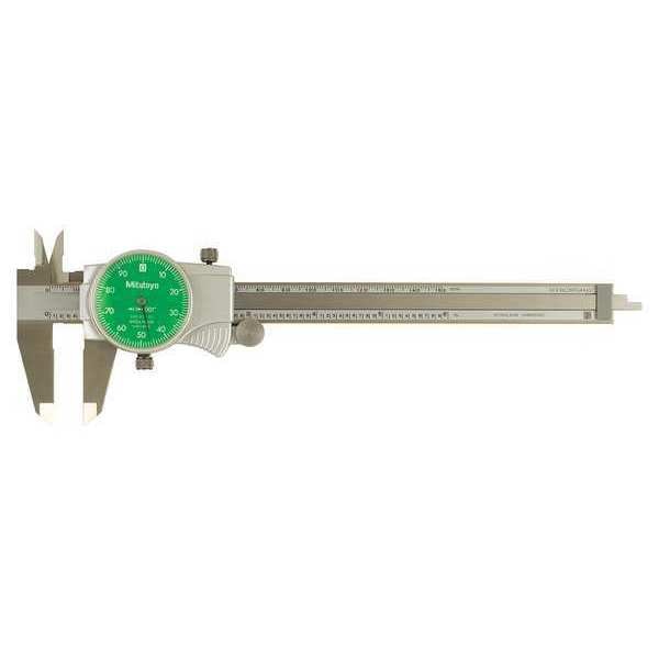 Dial Caliper, 6 In, Green, 0.100/Rev
