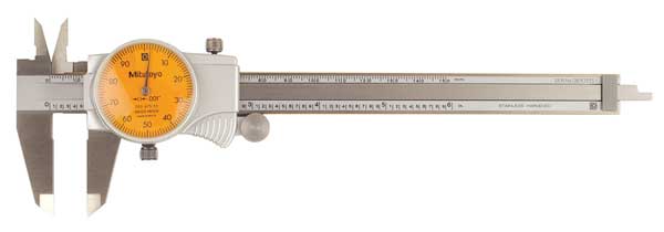 Dial Caliper, 6 In, Orange, 0.100/Rev