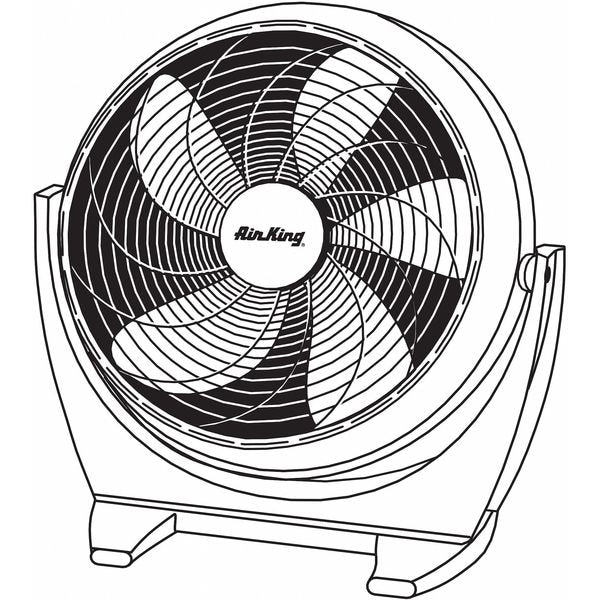 Floor Fan, 20 in, Non-Oscillating, 3 Speeds, 120VAC